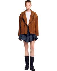 Sandro - Oversized Suede Jacket - Lyst