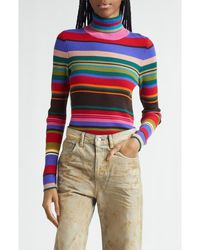 Acne Studios - Stripe Rib Wool Turtleneck Sweater - Lyst
