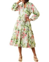Tommy Bahama - Daybreak Hibiscus Floral Long Sleeve Linen Midi Dress - Lyst
