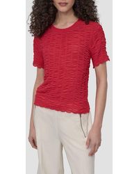 DKNY - Superfine Textured Short Sleeve Sweater - Lyst