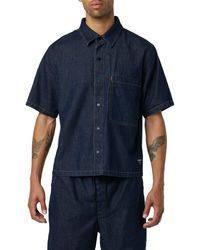 Hudson Jeans - Crop Short Sleeve Denim Snap Front Shirt - Lyst