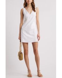 Open Edit - Sleeveless Linen Blend Minidress - Lyst
