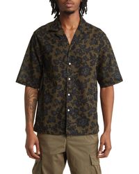 Officine Generale - Erenss Oversize Floral Textured Short Sleeve Camp Shirt - Lyst