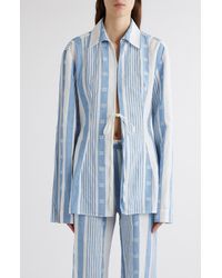 Givenchy - 4g Mixed Stripe Front Tie Cotton & Linen Tunic - Lyst