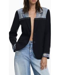 Desigual - Denim Trim Blazer - Lyst