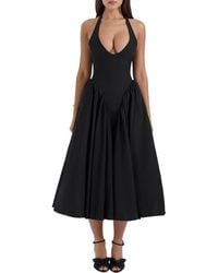 House Of Cb - Marilyn Gingham Halter Midi Sundress - Lyst