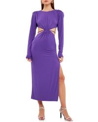 Grey Lab - Cutout Waist Long Sleeve Cotton Dress - Lyst