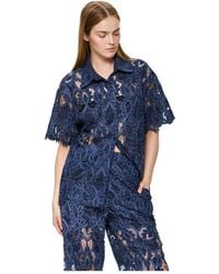 Gottex - Guipure Lace Short Sleeve Button Down Shirt Cover-Up - Lyst
