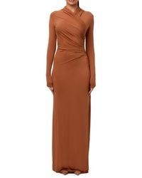 Naked Wardrobe - Overlap Neck Long Sleeve Maxi Dress - Lyst