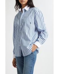 Sporty & Rich - Src Stripe Oversize Cotton Poplin Button-Up Shirt - Lyst