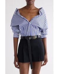 Givenchy - Stripe Cotton Open Shirt - Lyst
