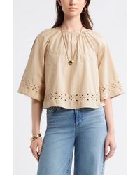 Treasure & Bond - Eyelet Embroidered Poplin Swing Top - Lyst
