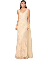 LARA New York - V-Neck Gown With Long Cape Sleeves - Lyst