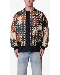 MNML - Fleur De Lis Faux Leather Bomber Jacket - Lyst