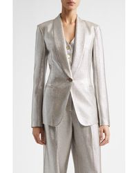 St. John - Shawl Collar Lamé Suiting Jacket - Lyst