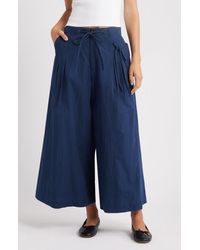 Damson Madder - Tatianna Belted Organic Cotton Ankle Wide Leg Pants - Lyst