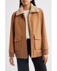 Sam Edelman - Relaxed Bomber Jacket With Faux Shearling Collar - Lyst
