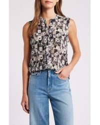Apny - Print Sleeveless Button-Up Shirt - Lyst