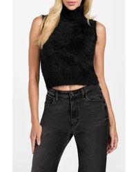 Guess - Mei Fuzzy Sleeveless Crop Turtleneck Sweater - Lyst