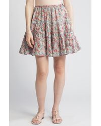 Merlette - X Liberty London Hill Floral Print Cotton Tiered Skirt - Lyst