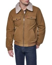Levi's - Cotton Aviator Bomber Jacket With Faux Shearling Collar - Lyst