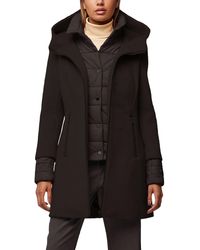 SOIA & KYO - Mixed Media Wool Blend Coat With Quilted Bib Insert - Lyst