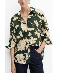 Mango - Red Floral Button-up Shirt - Lyst