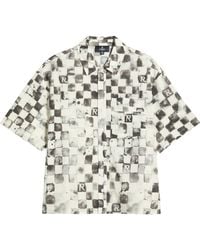 Represent - Poolside Check Short Sleeve Cotton & Linen Button-Up Shirt - Lyst