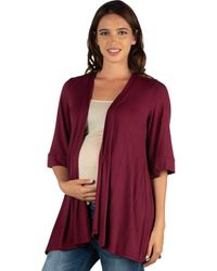 24seven Comfort Apparel - Maternity Open Front Elbow Length Sleeve Cardigan - Lyst