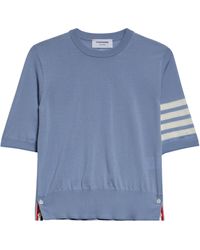 Thom Browne - 4-bar Short Sleeve Wool & Cashmere Sweater - Lyst