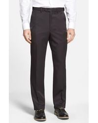 Berle - Self Sizer Waist Flat Front Classic Fit Microfiber Trousers - Lyst