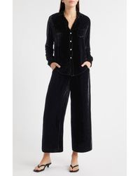 Frank & Eileen - Tuscany Getaway Velvet Button-Up Shirt & Crop Wide Leg Pants Set - Lyst