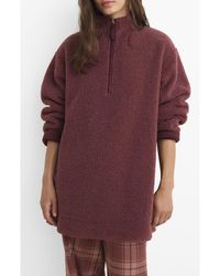 Mango - Oversize High Pile Fleece Half Zip Pullover - Lyst