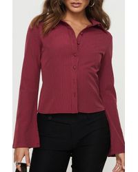 Princess Polly - Anni Pinstripe Long Sleeve Button-Up Shirt - Lyst
