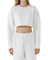 Grey Lab - Lounge Wear Crop Crewneck Sweatshirt - Lyst