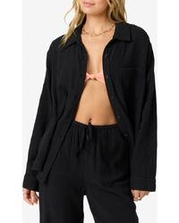 O'neill Sportswear - Leni Oversize Cotton Gauze Button-Up Shirt - Lyst