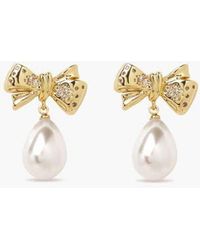 Yoj - Bow Pearl Earrings Drop Earrings - Lyst