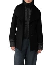 SOIA & KYO - Freida Mixed Media Coat With Removable Puffer Bib - Lyst