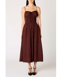 Nia - Thomas Gingham Check Cotton Midi Dress - Lyst