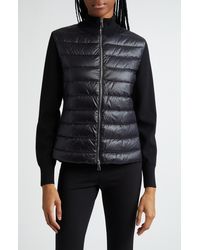 Moncler - Quilted Nylon & Wool Knit Cardigan - Lyst