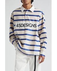 4SDESIGNS - Oversize Stripe Lyocell & Linen Rugby Shirt - Lyst
