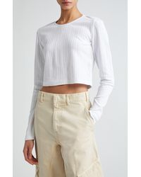 JW Anderson - Anchor Embroidered Cotton Pointelle Crop Top - Lyst