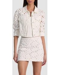 Alice + Olivia - Chloe Eyelet Embroidered Denim Jacket - Lyst