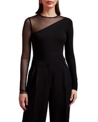 MARCELLA - Milo Long Sleeve Mesh & Jersey Top - Lyst