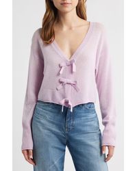 LoveShackFancy - Luisella Bow Crop Cashmere Cardigan - Lyst