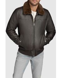 Andrew Marc - Hedland Shearling Collar Lambskin Leather Aviator Jacket - Lyst
