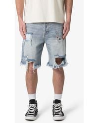 MNML - Distressed Spider Denim Shorts - Lyst