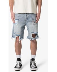 MNML - Distressed Spider Denim Shorts - Lyst