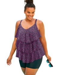 Swim 365 - Longer-Length Tiered-Ruffle Tankini Top - Lyst