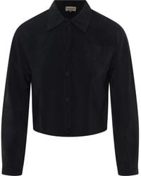 Versatile - Copper Tencel Button Front Cropped Blouse - Lyst